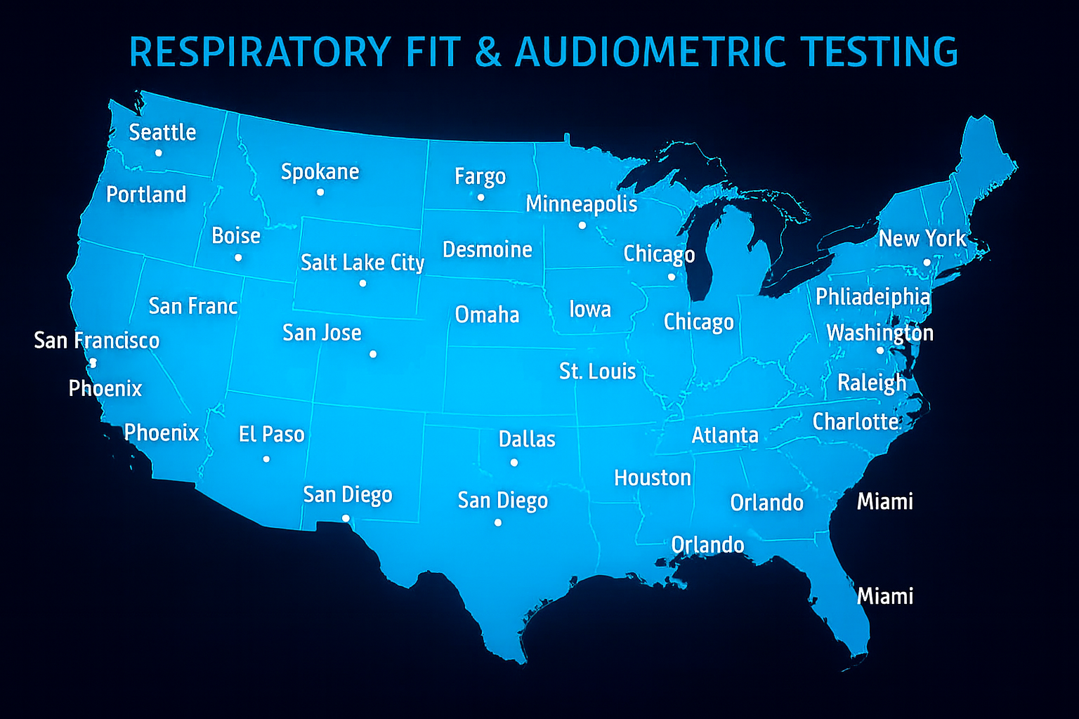 Nationwide map for fit and audiometric testing